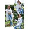 OUGES Women Summer Cardigan White Sweaters with Pockets Long Sleeve