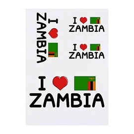 Azeeda 4 x 'I Love Zambia' Temporäre Tattoos - Wasserfest, Hautfreundlich & Ungiftig · Transfers in Verschiedenen Größen (TO00053447)