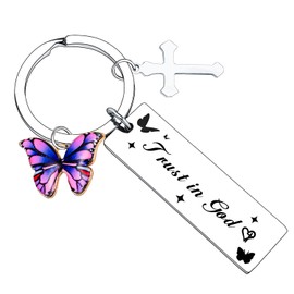 Ghloyza Christian Keyring Bible Verse Keyring Cross Keyrings Religious Gifts Inspirational Gift for Women Men Friend Family Trust in God Keyrings