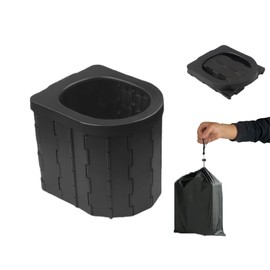 ALYEEPLOR Portable Folding Toilet for Adults Camping, 300LBS Weight Capacity Porta Potty with Removable Toilet Paper Holder for Outdoor, Travel, RV, Boats and Emergency Use (Without Cover)