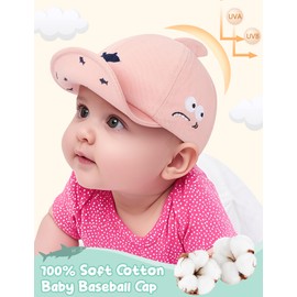 Becellen Baby Baseball Cap, 3-12 Months Peaked Cap Toddler Cap Soft Cotton Summer Hat with Cartoon Embroidery for Baby Boys Girls, pink, Unit size
