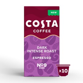 Costa Dark Intense Roast Aluminium Coffee Pods (Pack of 10, Total 100 Coffee Capsules)