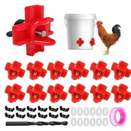 senylanhxy 12 Pcs Horizontal Chicken Waterer Nipples with Drill Bits, Leakproof Poultry Watering System for Chicken Coop, Durable ABS Plastic & Stainless Steel, Water Saving Design for Outdoor Use
