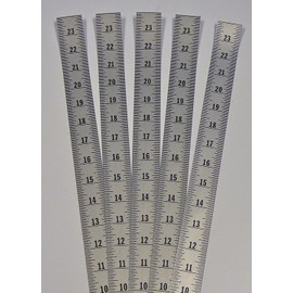 Ruler 5 Pack - Adhesive Backed - 1 1/4 Inch Wide X 24 Inch Long - Vertical Up - Fractional - 1/16” Grads - Silver