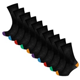 10 Pack Mens Socks | Breathable Plain Black Socks With Reinforced Heel & Toe Design | Suitable for Work and Casual Wear Size | UK 7-11
