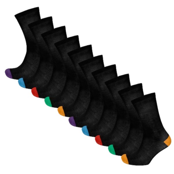 10 Pack Mens Socks | Breathable Plain Black Socks With