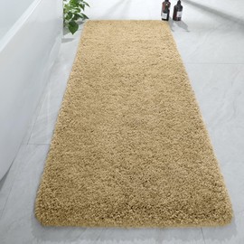 AROGAN Luxury Long Bathroom Runner Rug, 24x60 Inch Thick Soft and Absorbent Non Slip Bath Mat, Rubber Backing Quick Dry Rugs Carpets, Machine Washable Plush Mats for Shower Floor, Beige