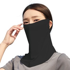 [Tophana] フェイスカバー フェイスマスク レディース 夏用 uvカット 冷感 【接触冷感・紫外線防止指数 UPF50+(検査済)・耳かけタイプ・肌触りが柔らかい】 呼吸しやすい 日焼け防止 紫外線対策 防風 防塵 軽量 洗える ネックガード ネックカバー フェイスガード 日焼け防止マスク アウトドア ランニング サイクリング 男女兼用 (#01.ブラック)