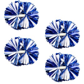Supkiir 4Pcs Blue White Cheerleading Pom Poms for Cheerleader Costume Women, 2 Pair Cheer Pompoms for Boy Girl School Sports Games Team Spirit Cheering Dancing