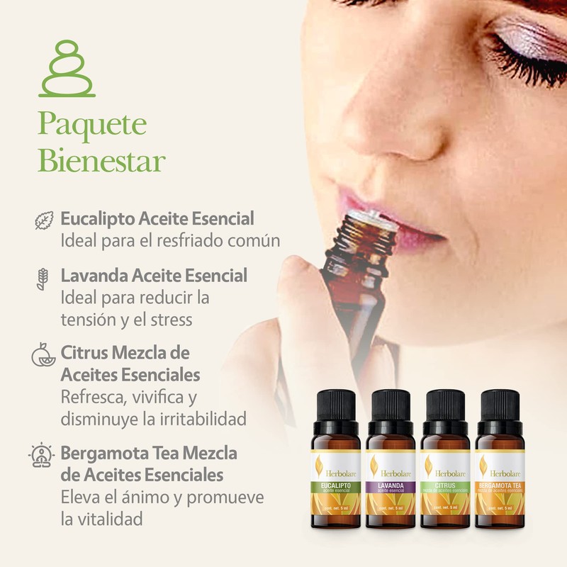 Herbolare - Paquete Bienestar 4 aceites de 5 ml. Combinación