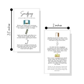 Smudging Instruction Cards | 50 Pack | 2x3.5" inches Business Card | Smudge Stick Instructions for Cleansing Negative Energy | Spiritual Cleansing | White Card with Colored Icons