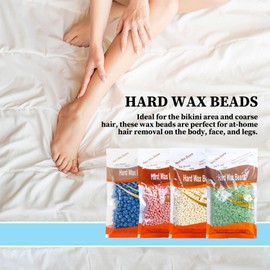 Hard Wax Beans,10PCS Wax Beads for Hair Removal,Professional Waxing Beads with 10 Pcs Wood Sticks,Painless at Home for Full Body,Face,Bikini,Legs,Brazilian,Eyebrow,Armpit