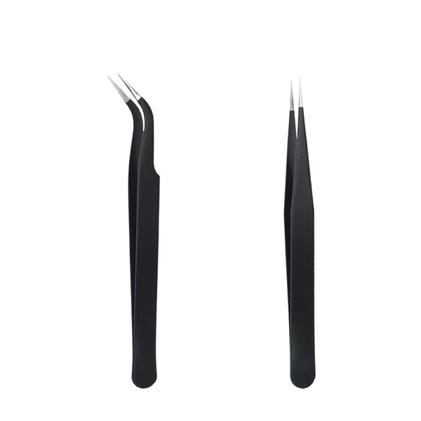 Set of 2 Eyelash Tweezers, Eyelash Tweezers Set Made of