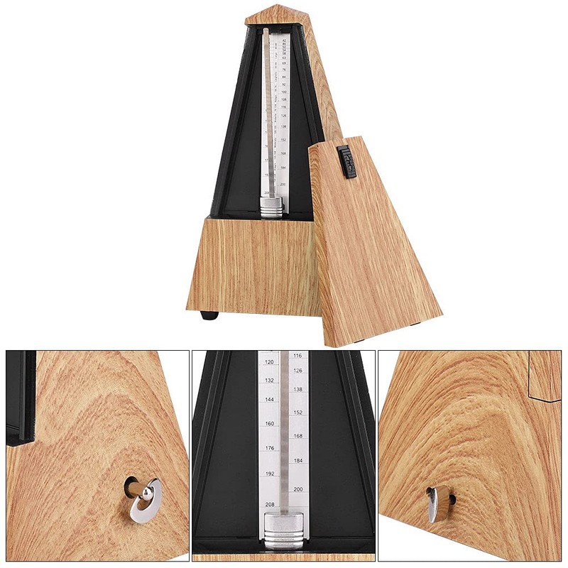 Old Fashion Mechanical Metronome, Wooden Guitar Piano Drum Instrument Tower