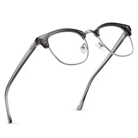 AOMASTE Blue Light Blocking Glasses Vintage Half Frame UV Clear Lens Anti Eyestrain Computer Gaming Glasses for Women Men(P48)