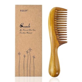 Wide Tooth Comb Wood, Wooden Comb Green Sandalwood Hair Comb Handmade Wood Comb for Men Women
