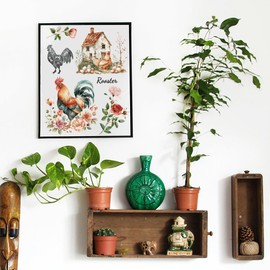 PLIGREAT 3 Sheets Roosters Rub on Transfers for Crafts and Furniture Farmhouse Fresh Decal for DIY Wood Wardrobe Drawer Cabinet Door Table Chair Decoration Old Furniture Renovation Decor Sticker