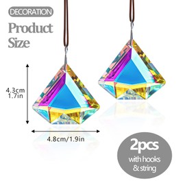 2 Pcs 1.9 Inch AB Crystal Prism Suncatcher Window Decor