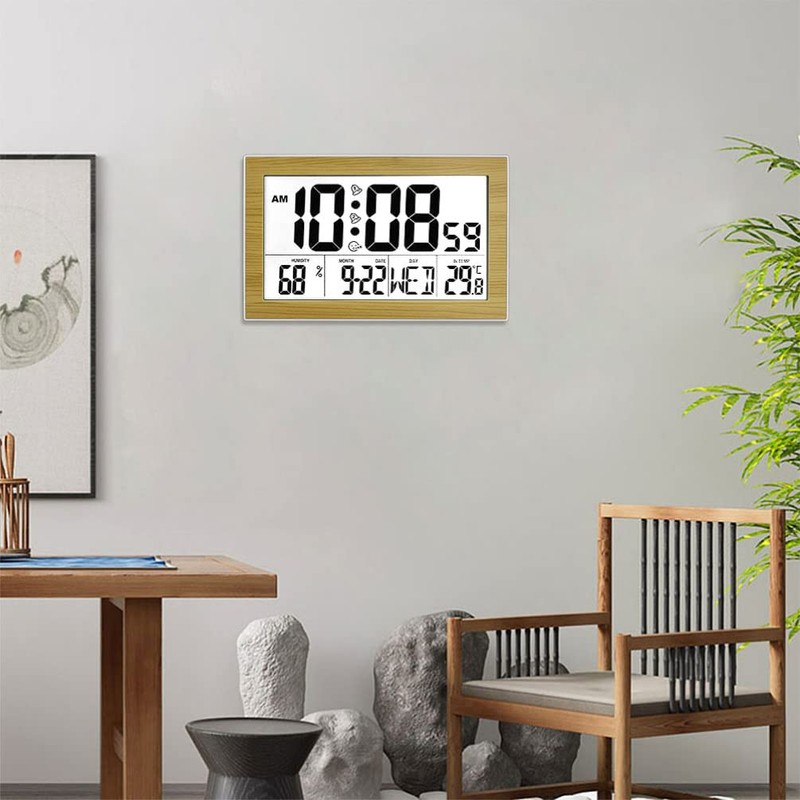 Beavorty 1pc Perpetual Calendar Desk Clock Alarm Clock Thermometer Student