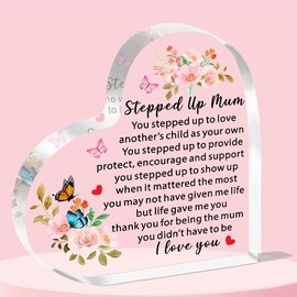 JETTOP Step Mum Birthday Gifts Acrylic Plaque Gifts for Stepmum Step Mum Mothers Day Christmas Stepped Up Mum Gifts Thank You for Being The Mum
