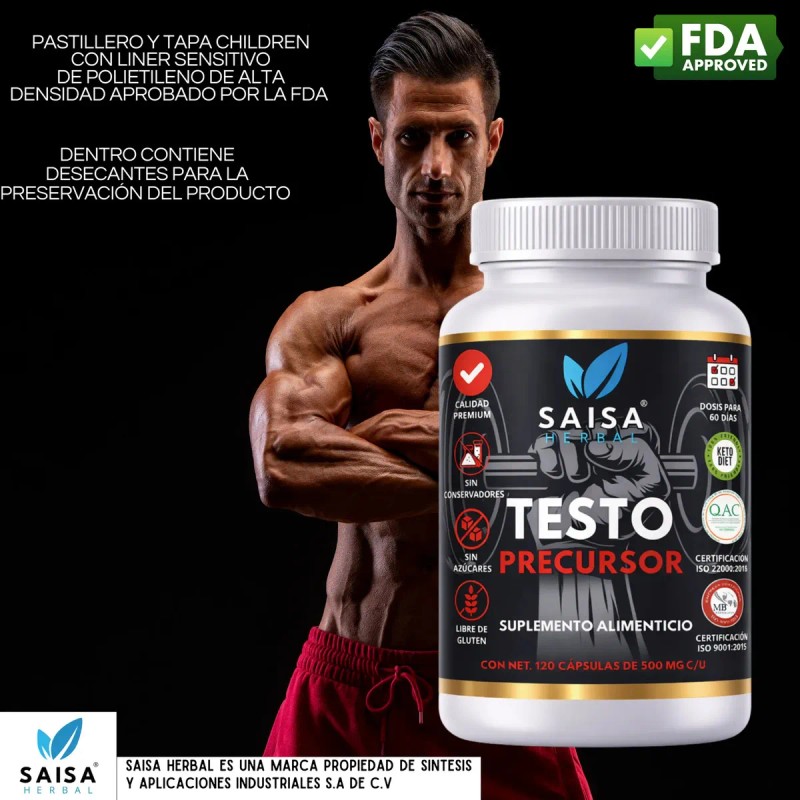 Precursor Testosterona 120 Cáps Saisa Herbal Suplemento Natural Apoyo Muscular