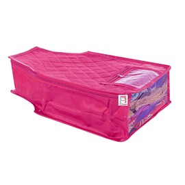 atorakushon 6 Piece Fabric Satin Blouse Cover Clothes Storage Bag Set With Transparent Window Wardrobe Garments Organizers (Pink)