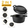 Velaze Cast Iron Dutch Oven Pot with Skillet Lid, 2-in-1