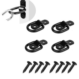 Armastuse 4PCS Heavy Duty Steel D Rings Tie Down Anchors,D Rings Tie Down Anchors Hooks for Trailer Truck Bed Bracket Enclosed Points Pickup Camper Surface Mount D-Ring Heavy Duty (Black)