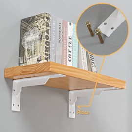 Countertop Support Brackets Heavy Duty, 10" x 6" Max Load 348 lb 5 mm Thick Iron Industrial Shelf Brackets, White Metal Farmhouse Wall Mounted Floating L Support for Hanging DIY Open Shelving