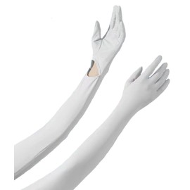 UV Protection Gloves Driving Gloves Women, Full Finger Arm Sleeve Long UV Gloves Sun Gloves Sun Protection Gloves, Thin Touchscreen Gloves UV Light Gloves Women Cycling Gloves for Women (Light Grey)