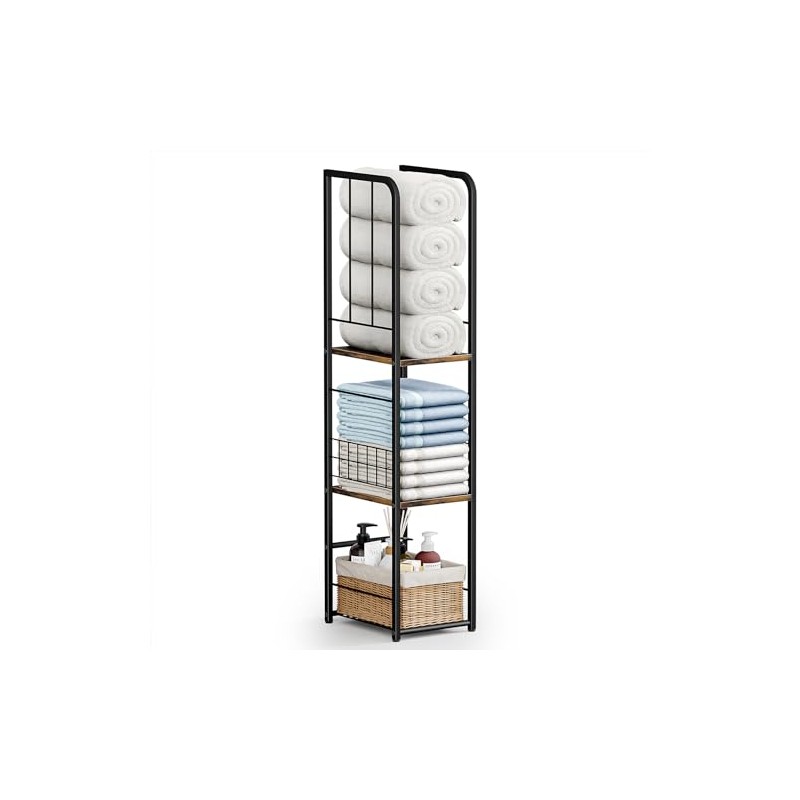 KIMBORA Narrow Towel Storage for Bathroom, 3-Tier Free Standing Bathroom