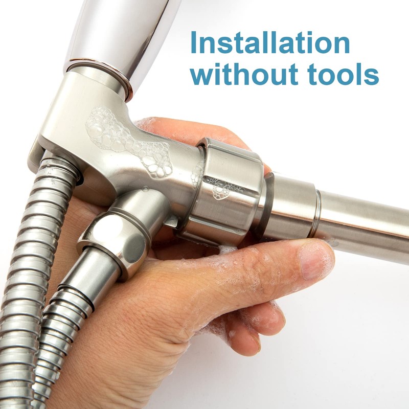 OFFO Shower Head Holder with Solid Brass Ball for Handheld