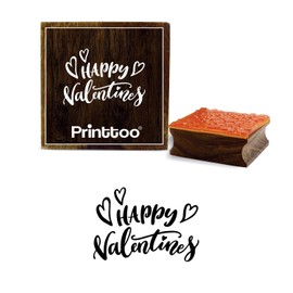 Printtoo Printtoo Happy Valentines Word Design Diary Card Print Square Wooden Rubber Stamp-2 x 2 Inches