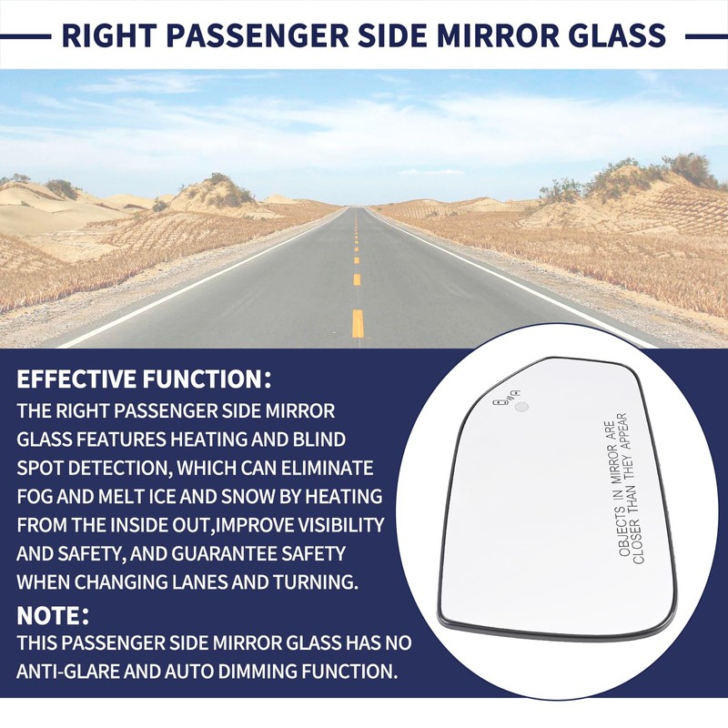 Magimaker Right Passenger Side Mirror Glass w/Heated & Blind Spot