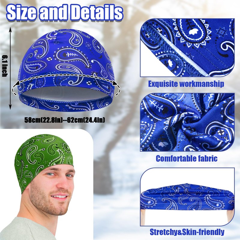 Haysandy 6 Pcs Cooling Skull Cap Motorcycle Helmet Liner Men