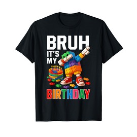 Bruh It's My Birthday Building Bricks Blocks Boys Kids T-Shirt