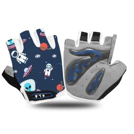 VEASAERS Kids Bike Gloves Boys Girls Gel Padded Half Finger Pair Road Riding Mountain Bicycle Non-Slip Outdoor Sport Cycling Road Mountain Bike Glove for Youth Junior Children (Blue, Medium)