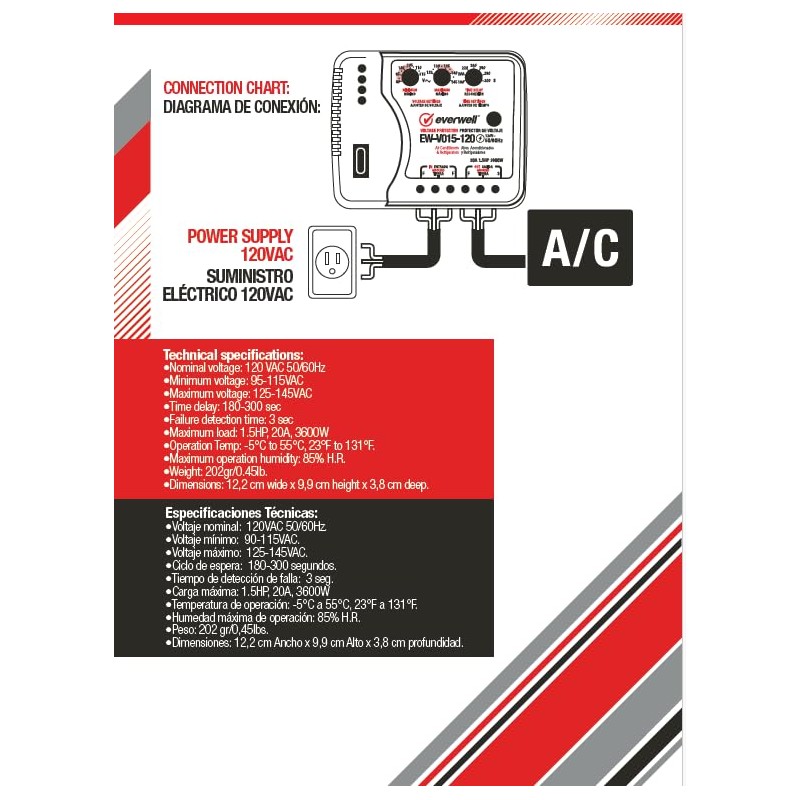 Voltage Surge Protector for AIR Conditioner Inverter 115V – 50/60Hz