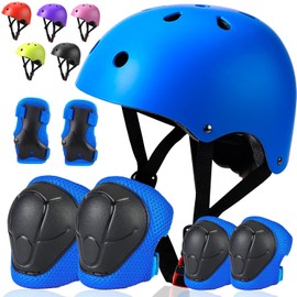 Juego de casco de bicicleta para niños pequeños, casco de ciclismo ajustable con rodillas, coderas y muñequeras, equipo de protección deportiva para niños pequeños