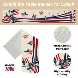 Independence Day Patriotic Table Runner America 4th of July Memorial Labor Day Dining Party Table Decorations Indoor Outdoor Celebration Freedom Kitchen Home Decor 13x72 inch