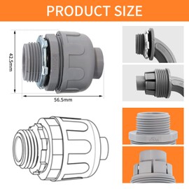 3/4 Inch Liquid Tight Connector PVC Electrical Conduit Fittings Straight 180 Degree Flexible Conduit Connector for Home Kitchen Bathroom Tube Tool Supplies,UL Listed(60 Pack)