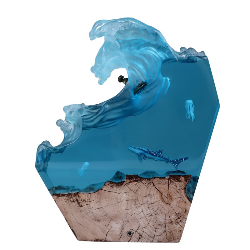 Desktop Sea Wave Decoration Delicate Resin Lamp Night Light for