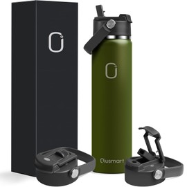 Qiusmart Stainless Steel Water Bottle with Straw 750 ml: Leak-Proof Double-Walled Vacuum Insulated Bottle for Sports, Travel, Gym, BPA-Free (Army Green)