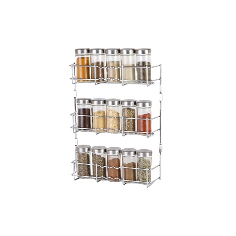 Buckingham 3 Tier Chrome Back of Cupboard Door Spice Jar