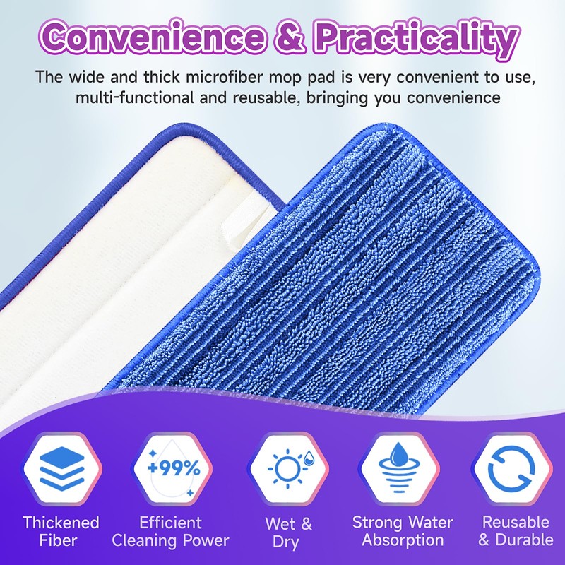 8 Pack Reusable Mop Pads Compatible for Swiffer PowerMop,Microfiber Mop