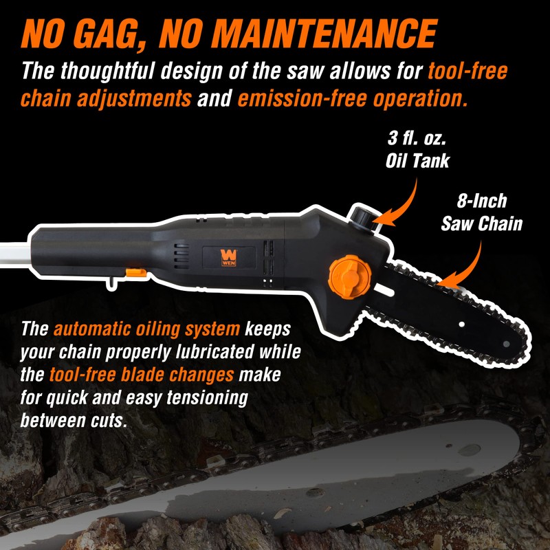 WEN 4019 6-Amp 8-Inch Electric Telescoping Pole Saw, Corded electric