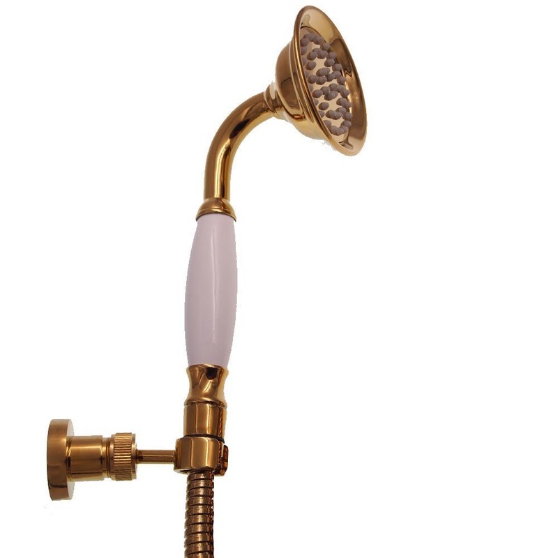 Bathroom Shower Head Hand Shower with Hose Shower Holder Gold