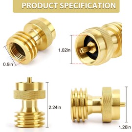 SEVENMEET 1LB Propane Cylinder Adapter for Weed Torch Burner, 20LB to 1LB Propane Tank Converter, Propane Refill Adapter for Camping, Grilling, or Tailgating, Solid Brass Material