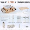 HappyPicnic Picnic Basket for 4, Handmade Wicker Picnic Set with