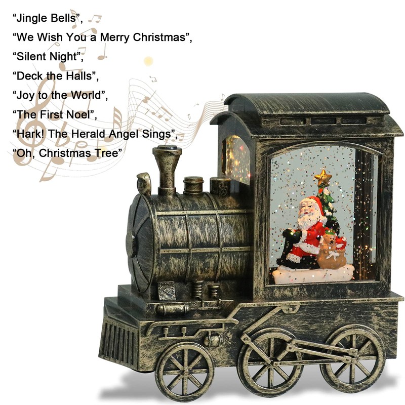 DRomance Music Snow Globe Train Lantern with Music and Timer,